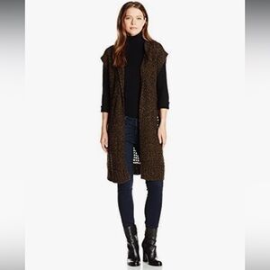 SANCTUARY Brown Crochet Knit Vest with Side Pockets Size S Like New